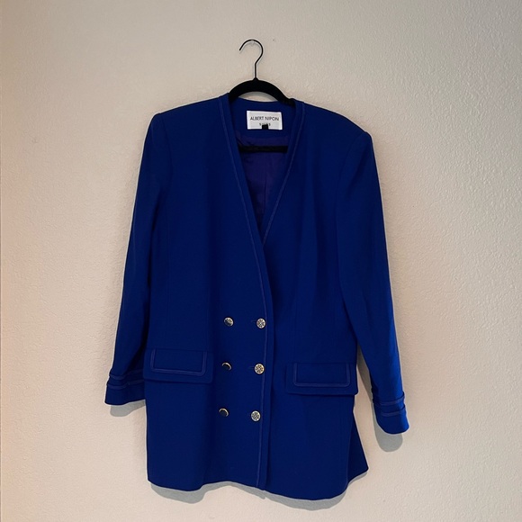 Albert Nipon Women's Royal Blue Double-Breasted Blazer - Picture 1 of 6